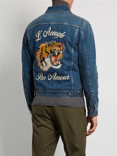 gucci tiger patch|gucci patch denim jacket.